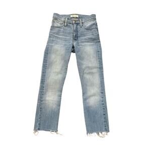 Madewell 9" High Rise Light Wash Skinny Jeans Size 24‎ Raw Hem Ankle